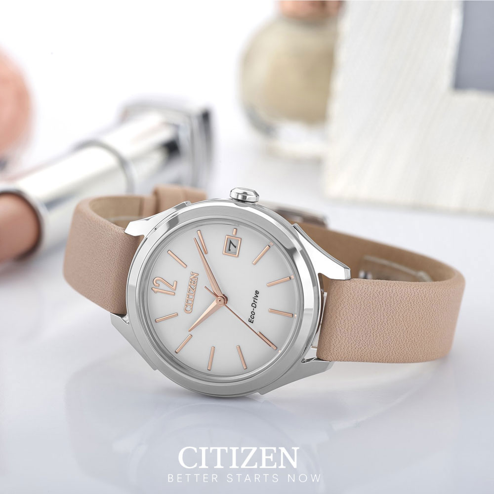 Đồng Hồ Nữ Citizen Dây Da FE6141-19A - Mặt Trắng