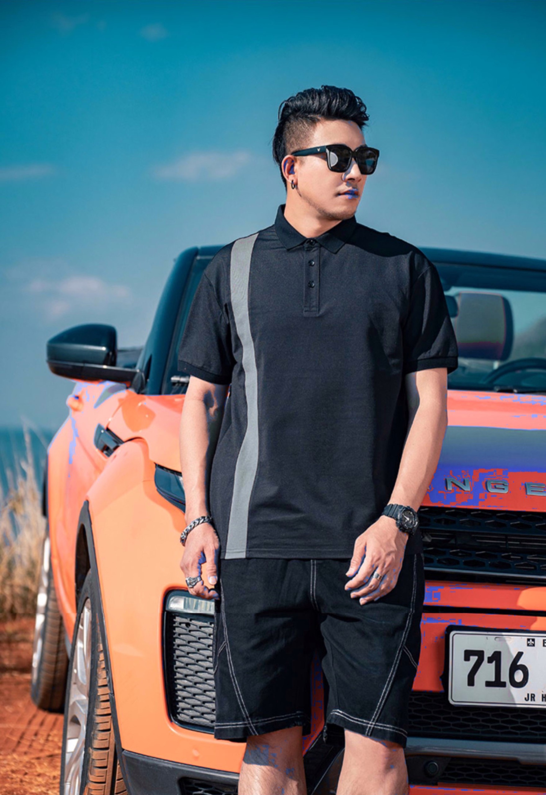 Áo polo bigsize 80kg -120kg đen phối kẻ sọc xám, chất liệu mềm mại, thoáng mát, chống nhăn, form hack dáng, trẻ trung, năng động