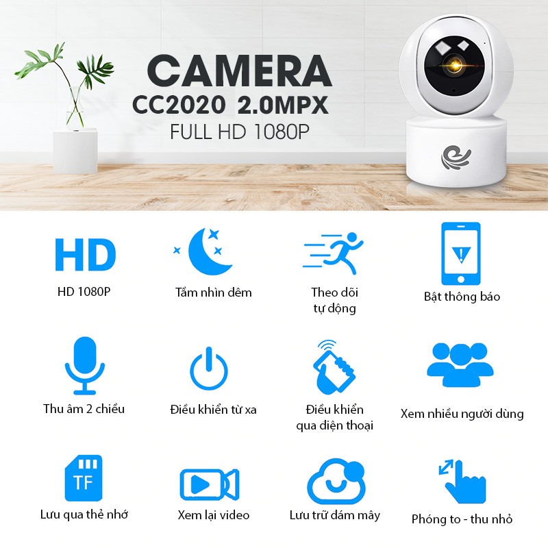 Trọn Bộ Camera CareCam CC2020 Full HD 1080P Và Thẻ Nhớ 32GB - Hàng Chính Hãng