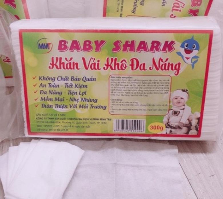 Khăn khô đa năng BabyShark - 300g kích thước (15x20cm) - mềm mại kháng khuẩn an toàn sử dụng cho bé (HSD 2027)