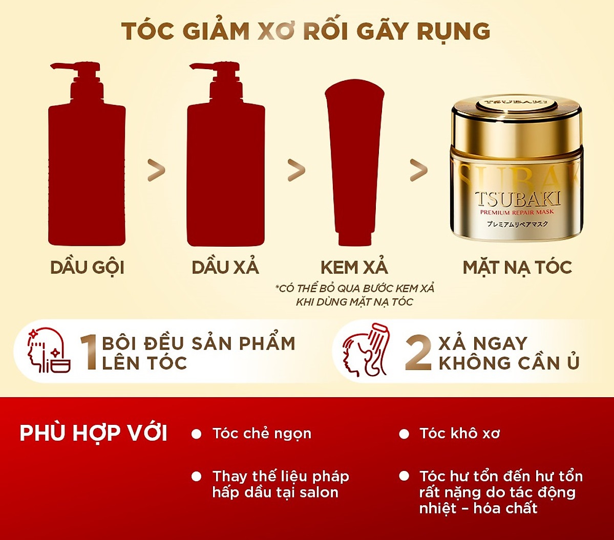 [Gift] Mặt Nạ Tóc Cao Cấp Phục Hồi Hư Tổn TSUBAKI (180g)