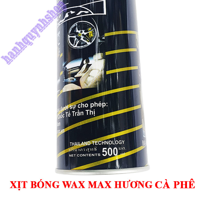 Chai Xịt Bóng Wax Max Làm Mới Nhựa Đồ Da Nội Thất Ô Tô 500ml Hương Cà Phê