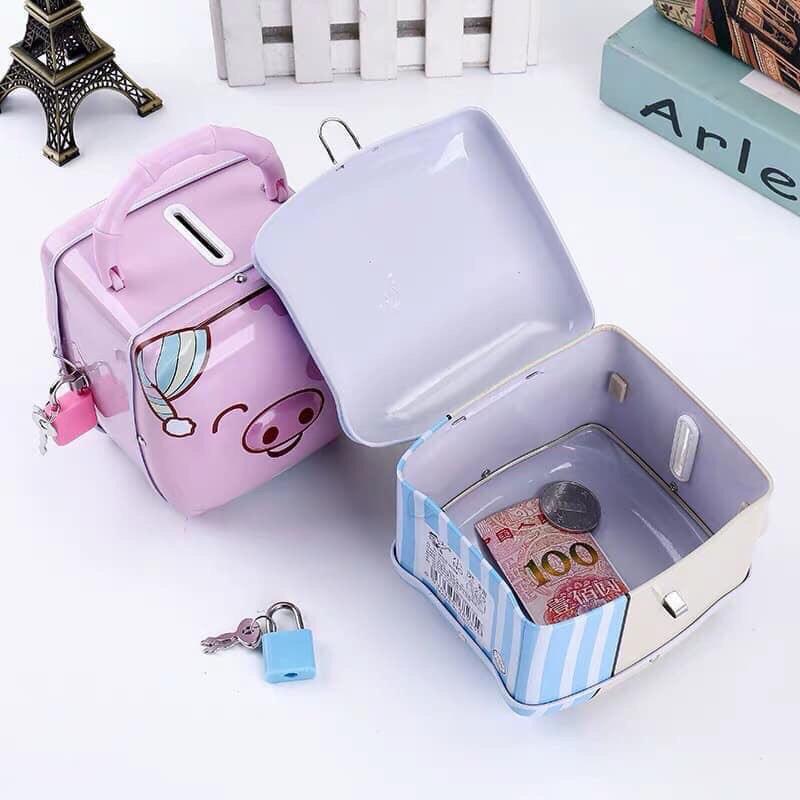 Lợn tiết kiệm bằng sắt có khóa cute