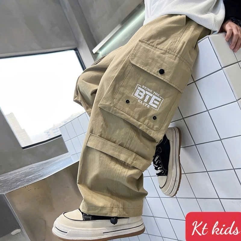 Quần dài túi hộp Jogger cho bé gái bé trai phối đồ đi chơi phong cách size 13-70kg chất kaki mềm mại