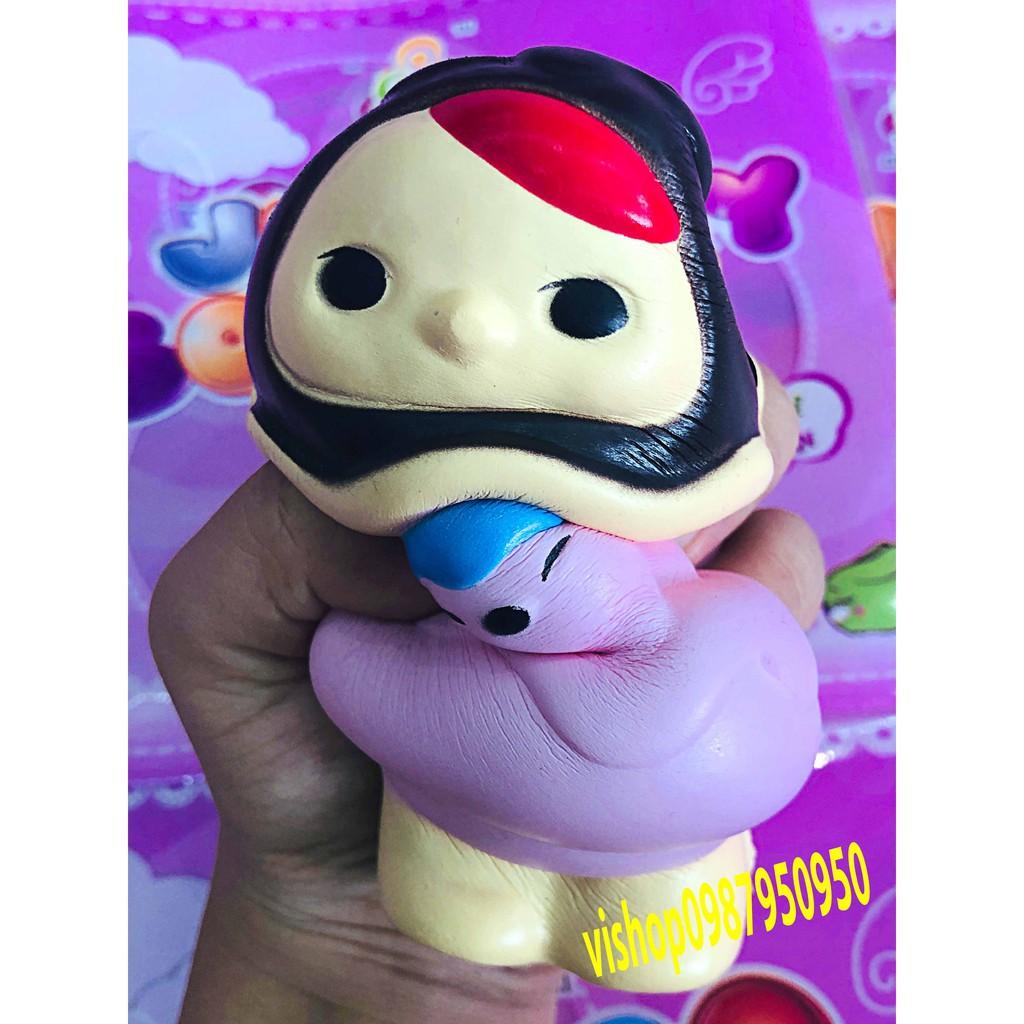 ĐỒ CHƠI SQUISHY  CÔ GÁI VỊT TÓC ĐEN VÁY TÍM