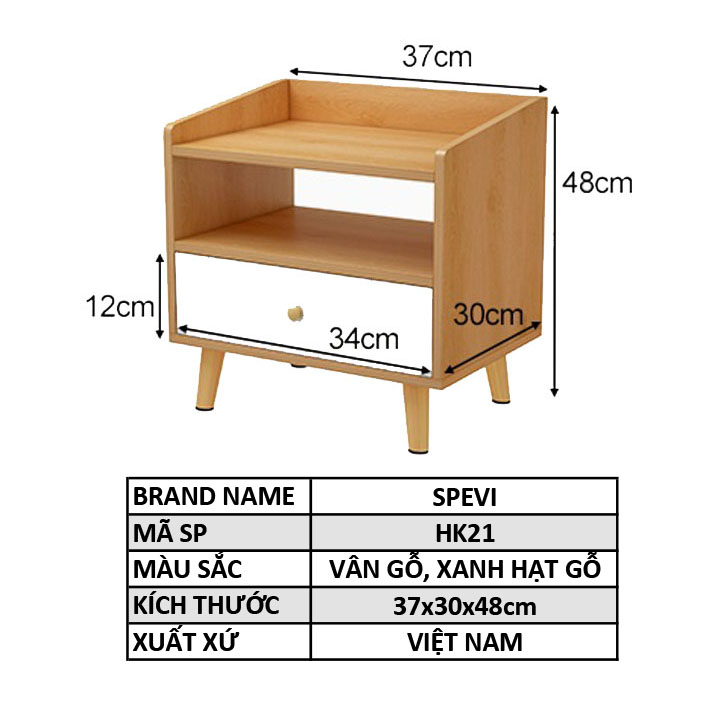 Tab Kệ Đầu Giường Mini 2 Ngăn FIVO Mẫu FT20 Phong Cách Đơn Giản, Phù Hợp Cho Mọi Kiểu Nhà, Sản Phẩm Nội Thất Lắp Ráp Đơn Giản - Hàng chính hãng - Xanh Hạt Gỗ