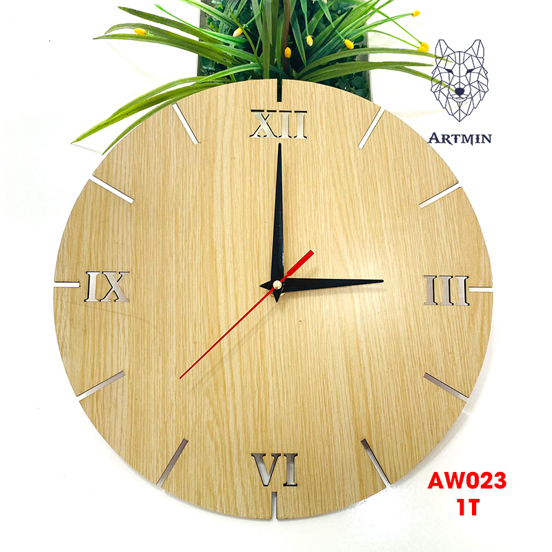 AW023 - Đồng Hồ Gỗ Treo Tường – Décor Trang Trí Số La Mã