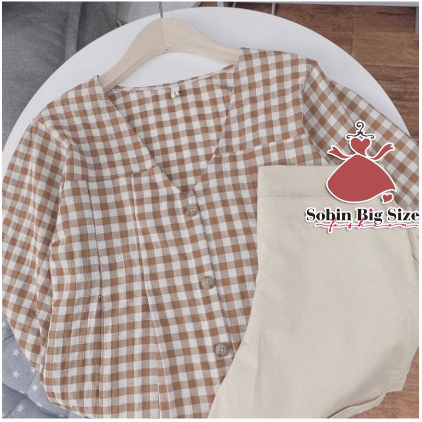 SOBIN BIG SIZE 50 - 90KG SET ÁO CARO + QUẦN ĐÙI SORT NĂNG ĐỘNG THOẢI MÁI CHO MUA HÈ SÔI ĐỘNG