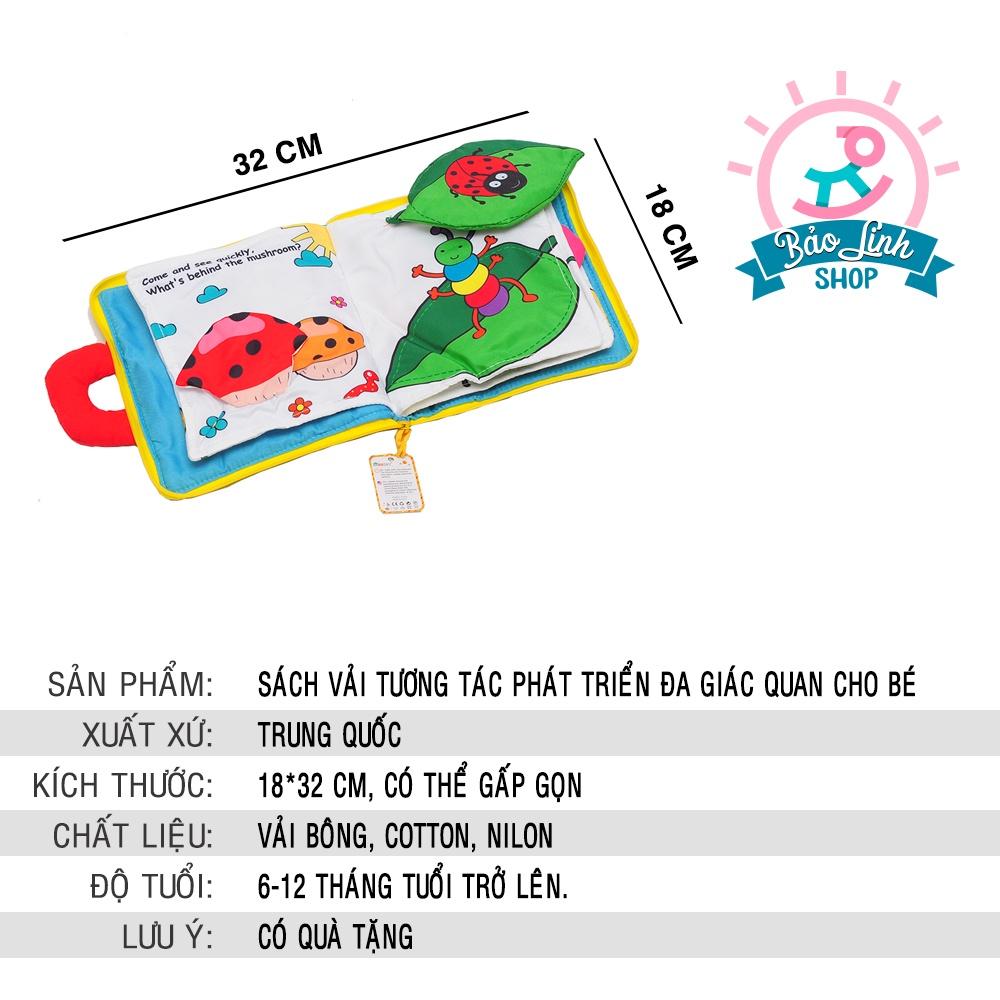 Đồ chơi cho bé 6-12 tháng tuổi - Sách vải tương tác phát triển ĐA GIÁC QUAN, Phát triển ngôn ngữ, trí tuệ cho bé