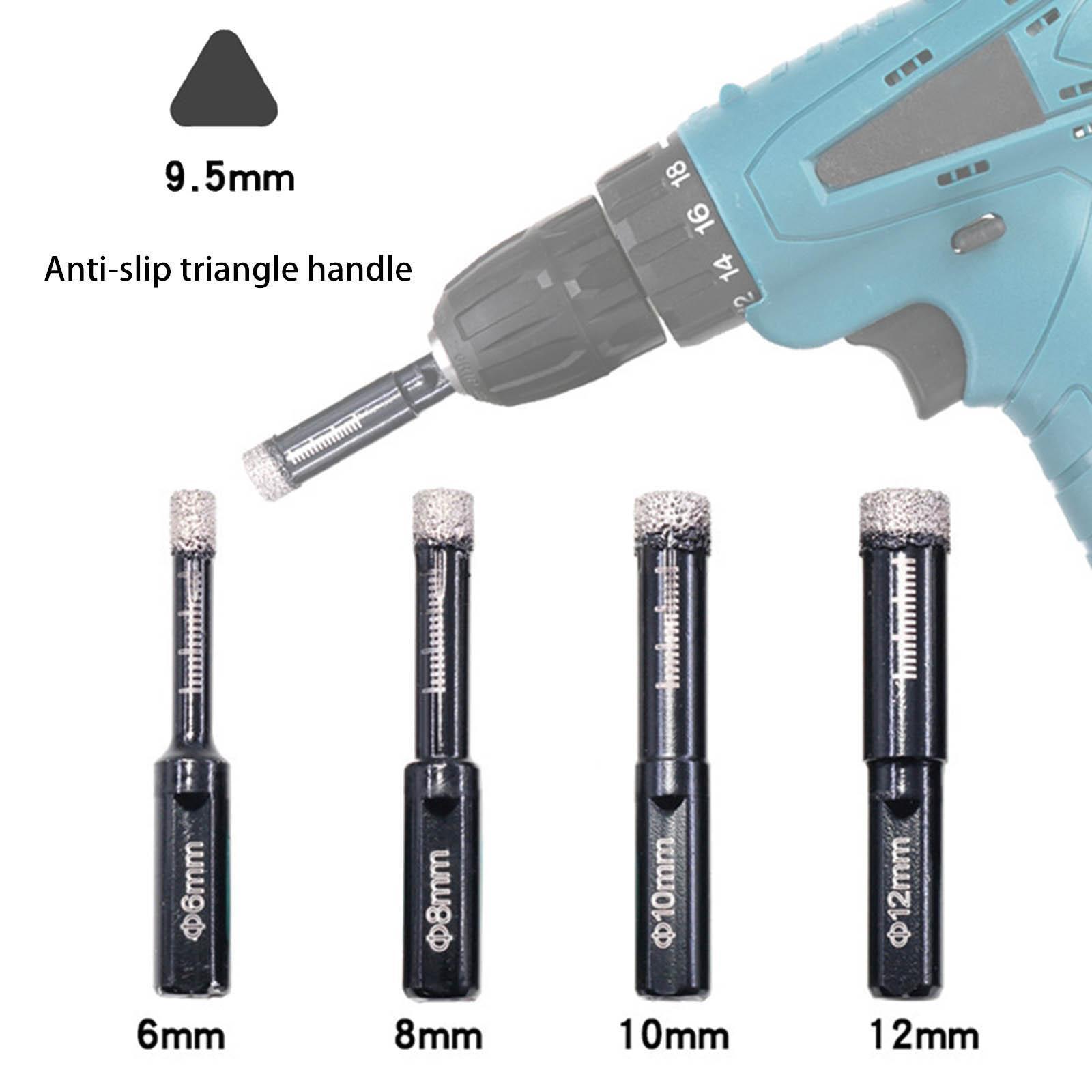 Dry Diamond Drill Bits Set 6/8/10/12mm Core Drill Bit Kit for Porcelain Marble Tile/Ceramic