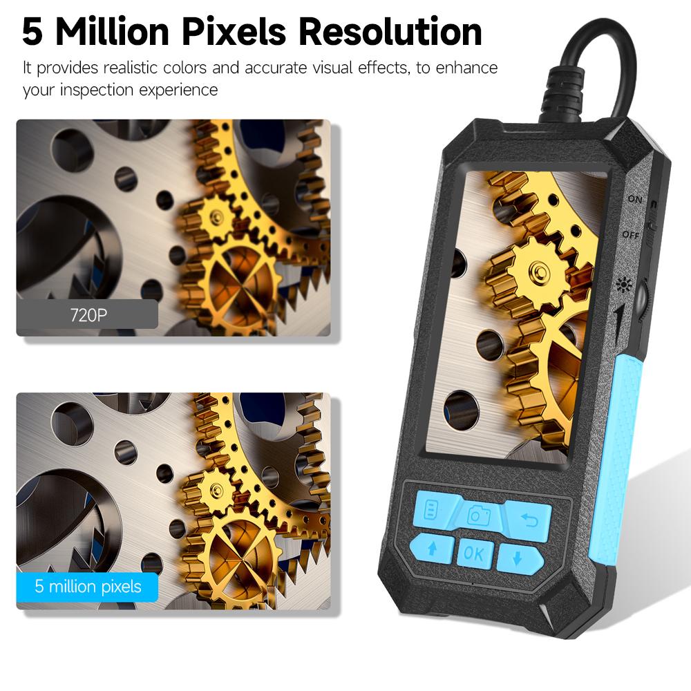 Multifunction Endoscope 4.5 inch Screen 14mm Inspection Camera 5 Million Pixels IP68 Waterproof Built-in 2600mAh Battery