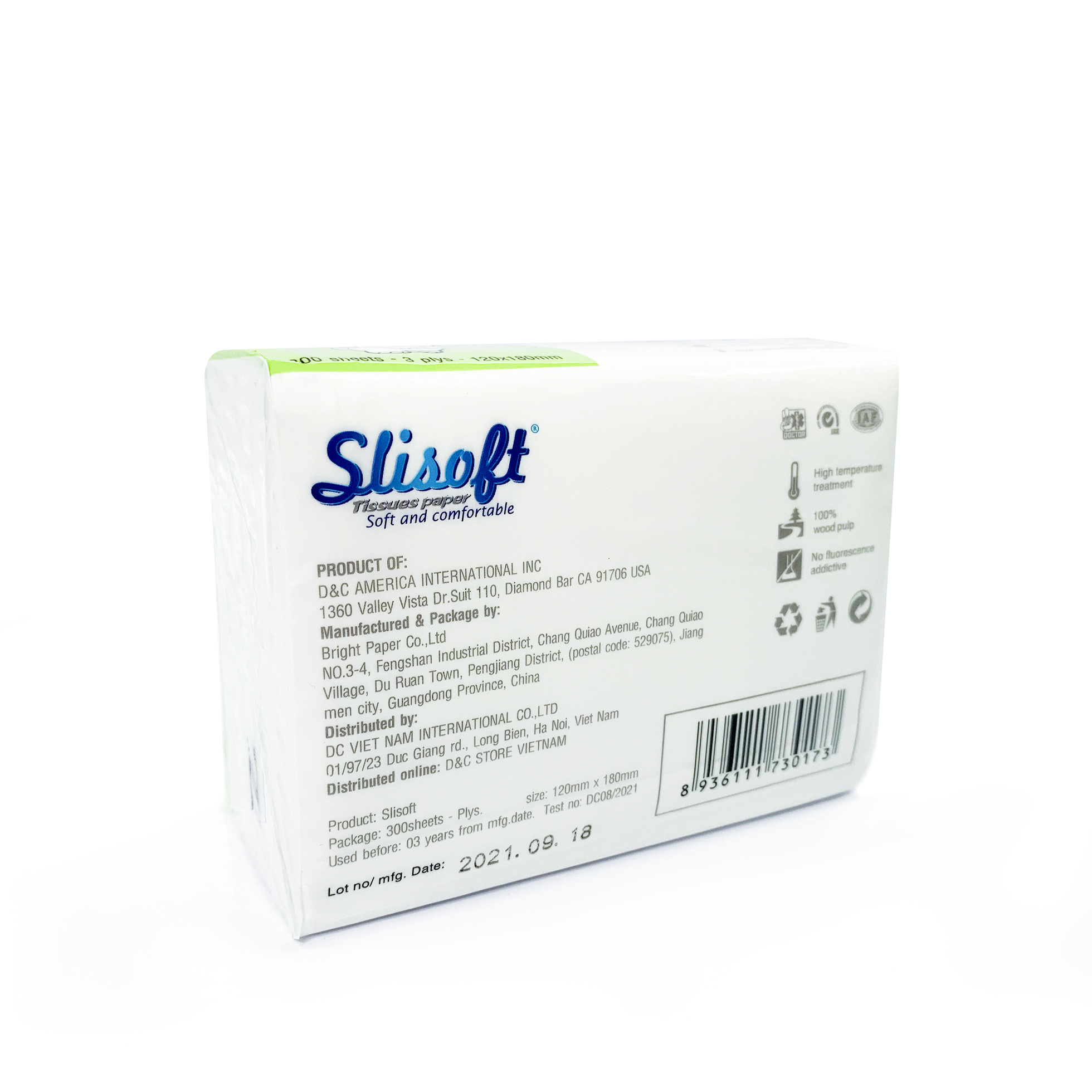 Giấy ăn Slisoft Trắng 100 tờ x 3 lớp, khăn giấy khô thân thiện môi trường không chất tẩy trắng an toàn cho cả gia đình