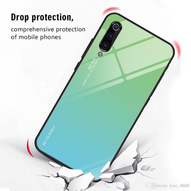 Ốp lưng kính màu Gradient viền dẻo cho Xiaomi Mi 9 SE