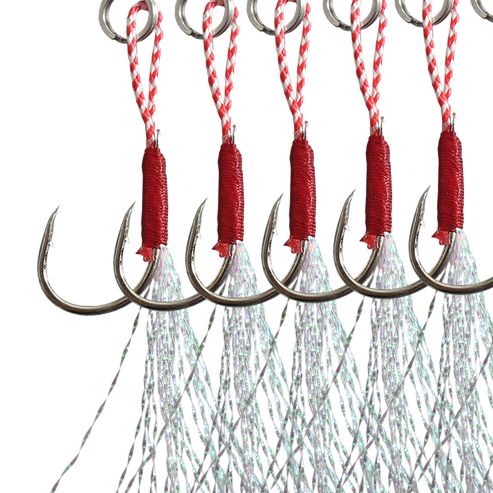 Fishing Assist Hooks Fast Slow Jig Fishing Hook Carbon Steel Assist Hook Saltwater for Jigging Vertical Jigging Lures Circle Hooks