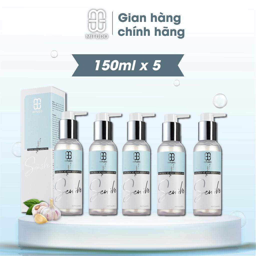 COMBO Dung Dịch Vệ Sinh Phụ Nữ MITUDO Senshe 150ml X5 Chai - kháng khuẩn dưỡng ẩm dùng được cho mẹ bầu và sau sinh