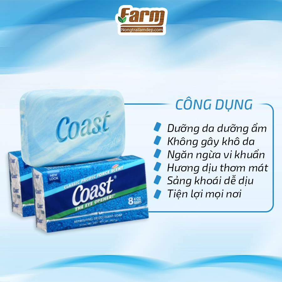 Lốc 8 cục xà phòng COAST 113g/cục - Nhập khẩu Mỹ