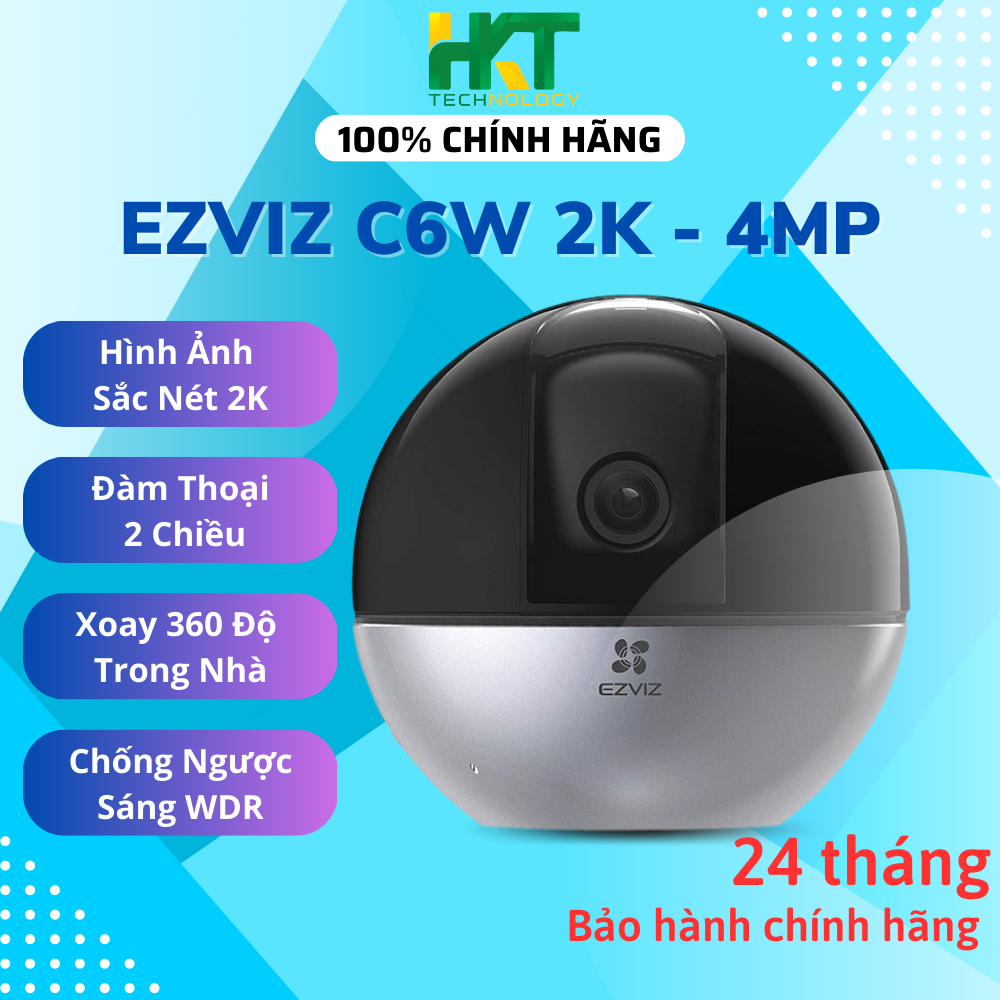 Camera Wifi Ezviz C6W siêu nét 2K 4MP đàm thoại 2 chiều, xoay 360 độ - Hàng chính hãng