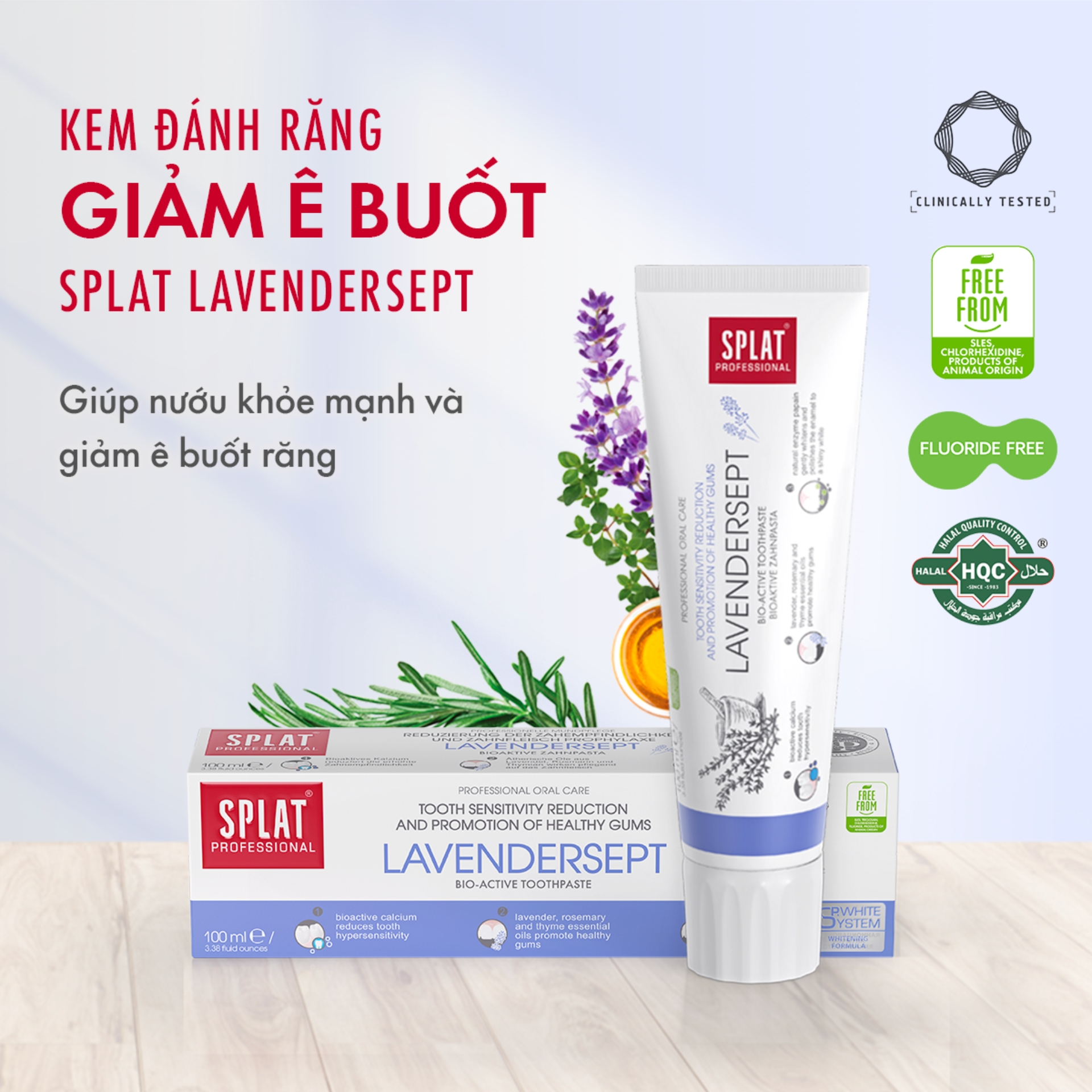 Kem Đánh Răng Giảm Ê Buốt SPLAT Lavendersept Professional Giúp Nướu Khỏe Mạnh, Làm Trắng Và Giảm Ê Buốt Răng 100ml