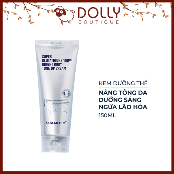 Kem dưỡng thể nâng tông Sur.Medic Super Glutathione 100 Bright Body Tone Up Cream 150ml