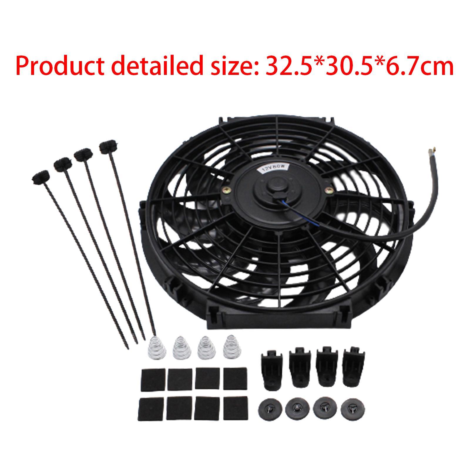 Electric Cooling Fan 12inch Push Performance 12V 80W Easy Installation Mount for Pickup Truck