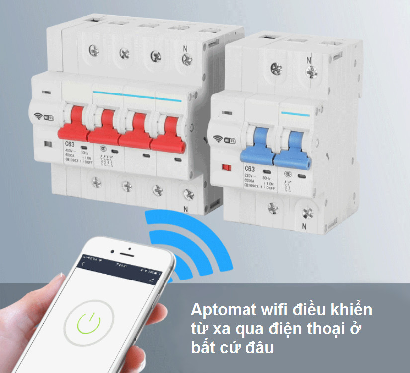 Aptomat Cầu Dao Tổng Điều Khiển Qua Wifi T.u.y.a SHP-IO1