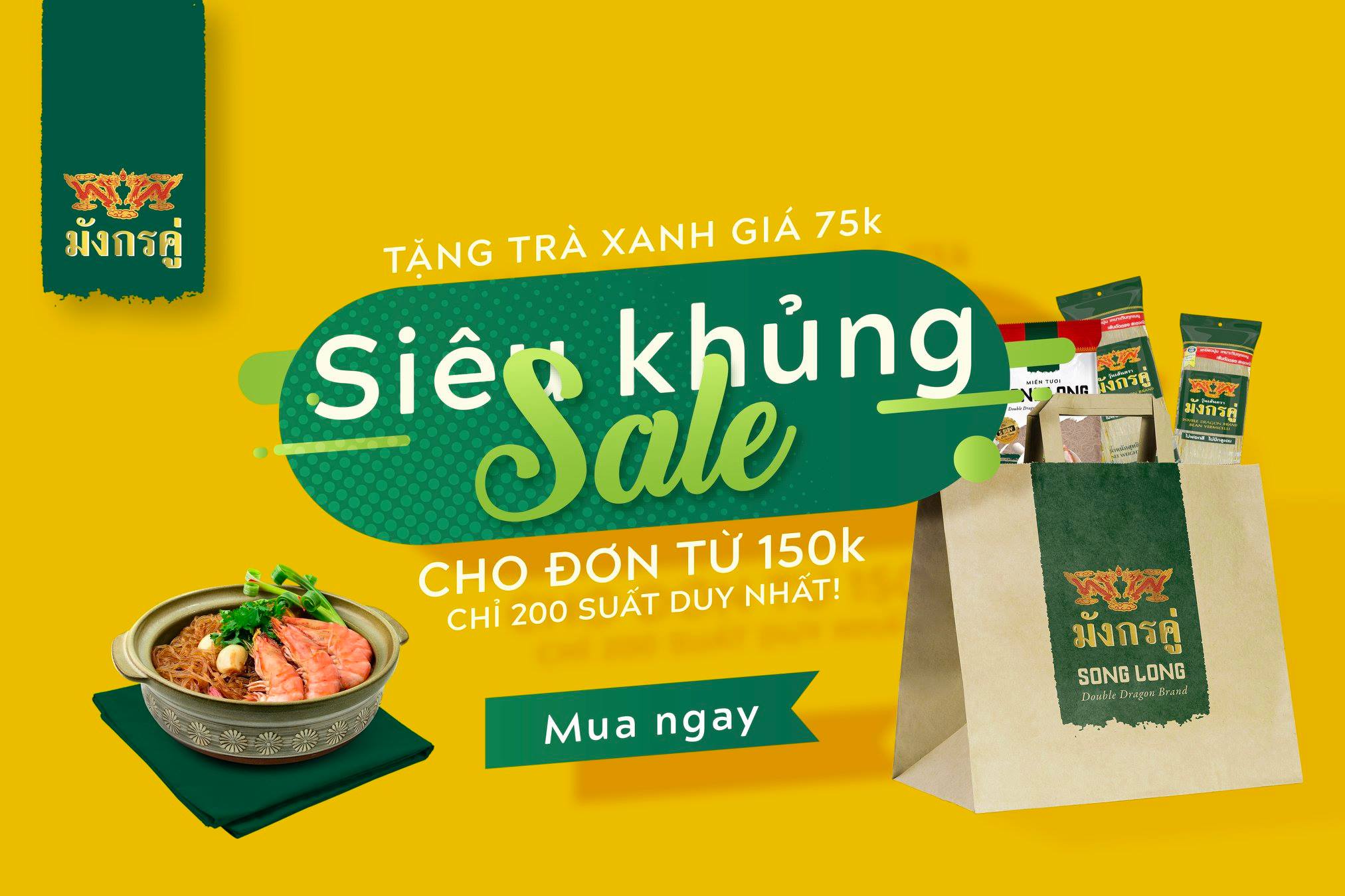 Miến Thái Đậu Xanh Song Long gói 1kg