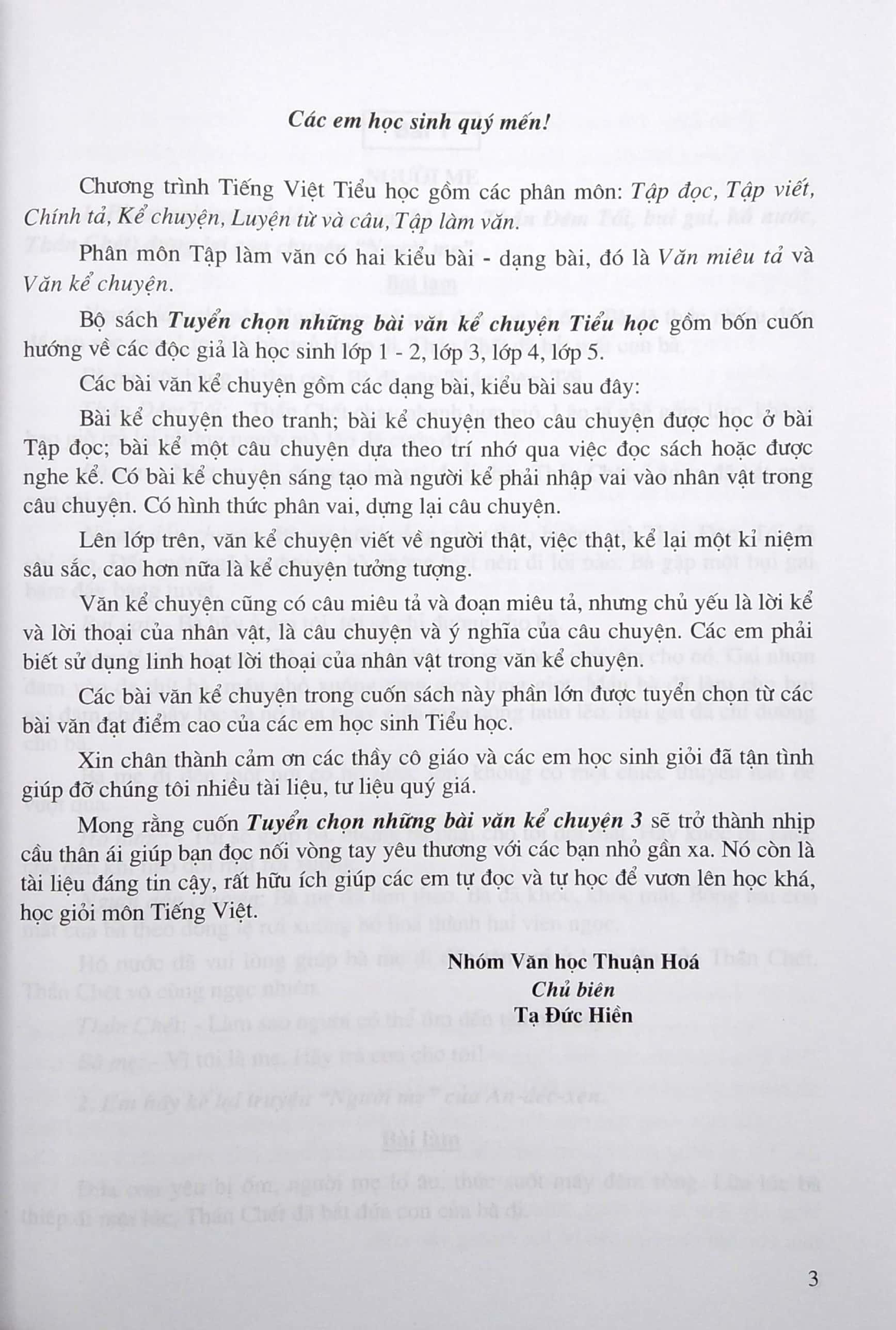 Tuyển Chọn Những Bài Văn Kể Chuyện Lớp 3 (Tái Bản)