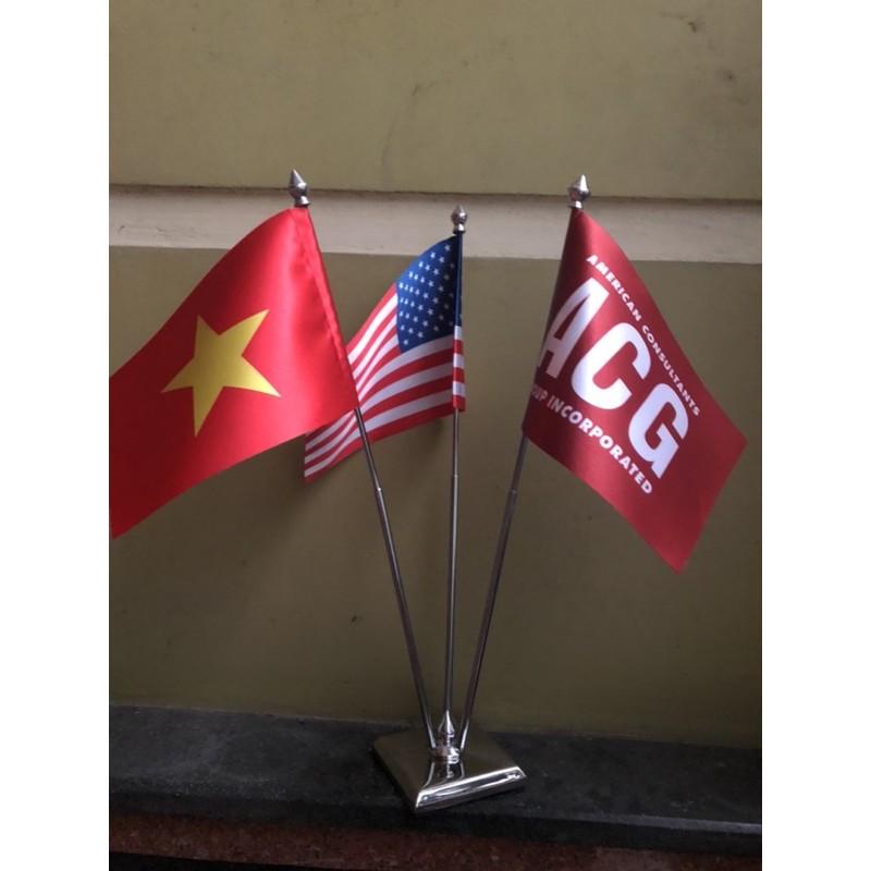 Cờ để bàn đế inox 3
