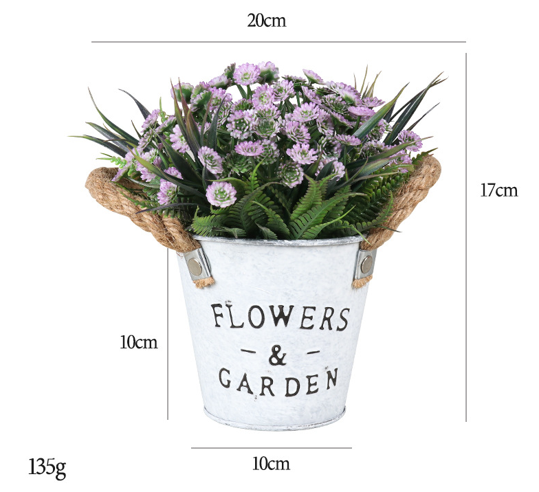 Hoa giả trong nhà 1 chiếc, Hoa giả với nồi kim loại Trang trí cây nhân tạo cho đám cưới ngoài trời Bàn văn phòng Vườn Quà tặng nhà mới
