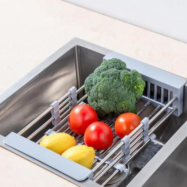 Khay Rổ Inox Co Giãn Đa Năng Úp Bát Đĩa Cốc, Đựng Thực Phẩm Rau Củ Quả Cài Chậu Rửa Bát - Dụng cụ nhà bếp