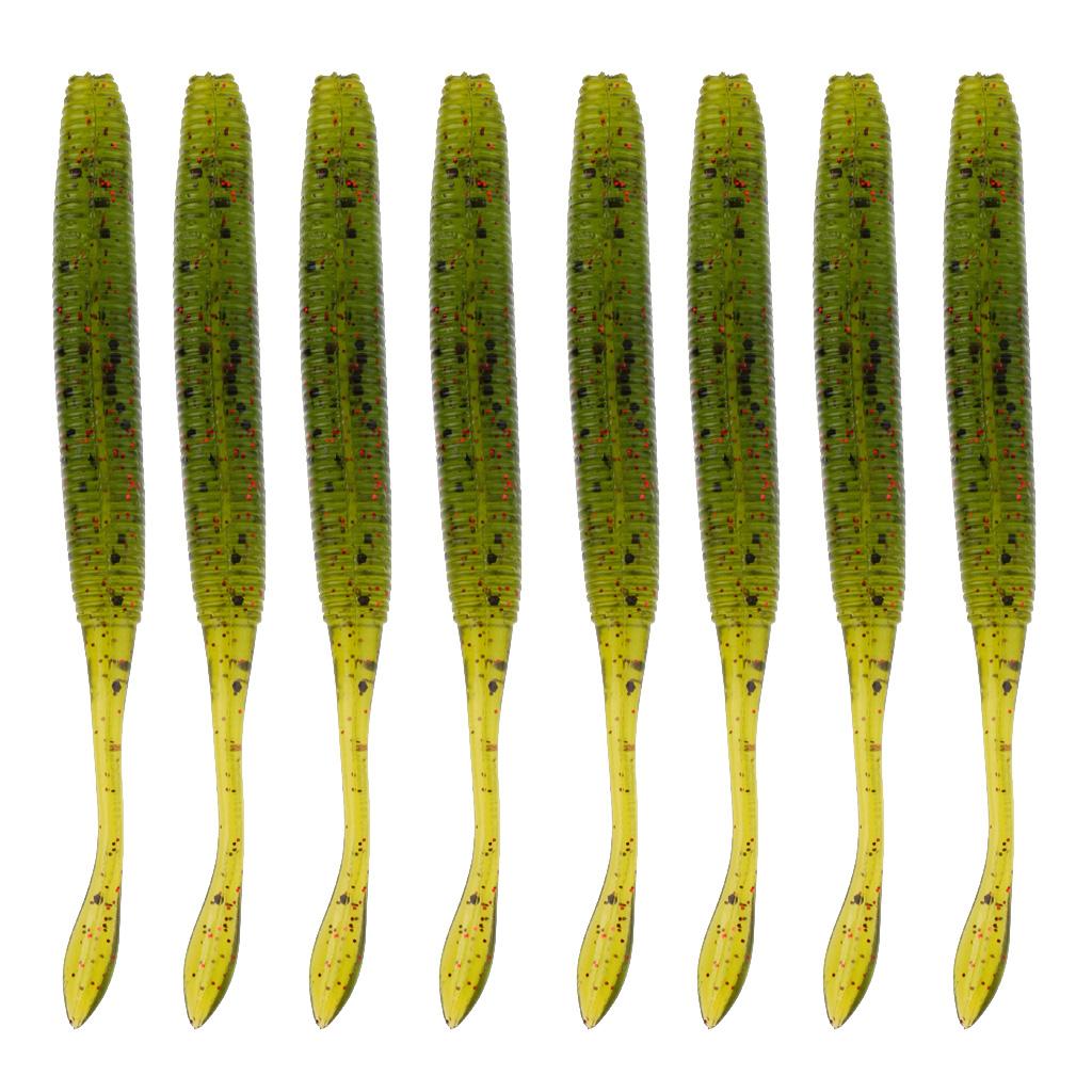 Lot 8 Piece 90mm PVC Soft Worm Bass Lures Bait Swimbait Fishing Tackle Lure Saltwater Freshwater 4.5g