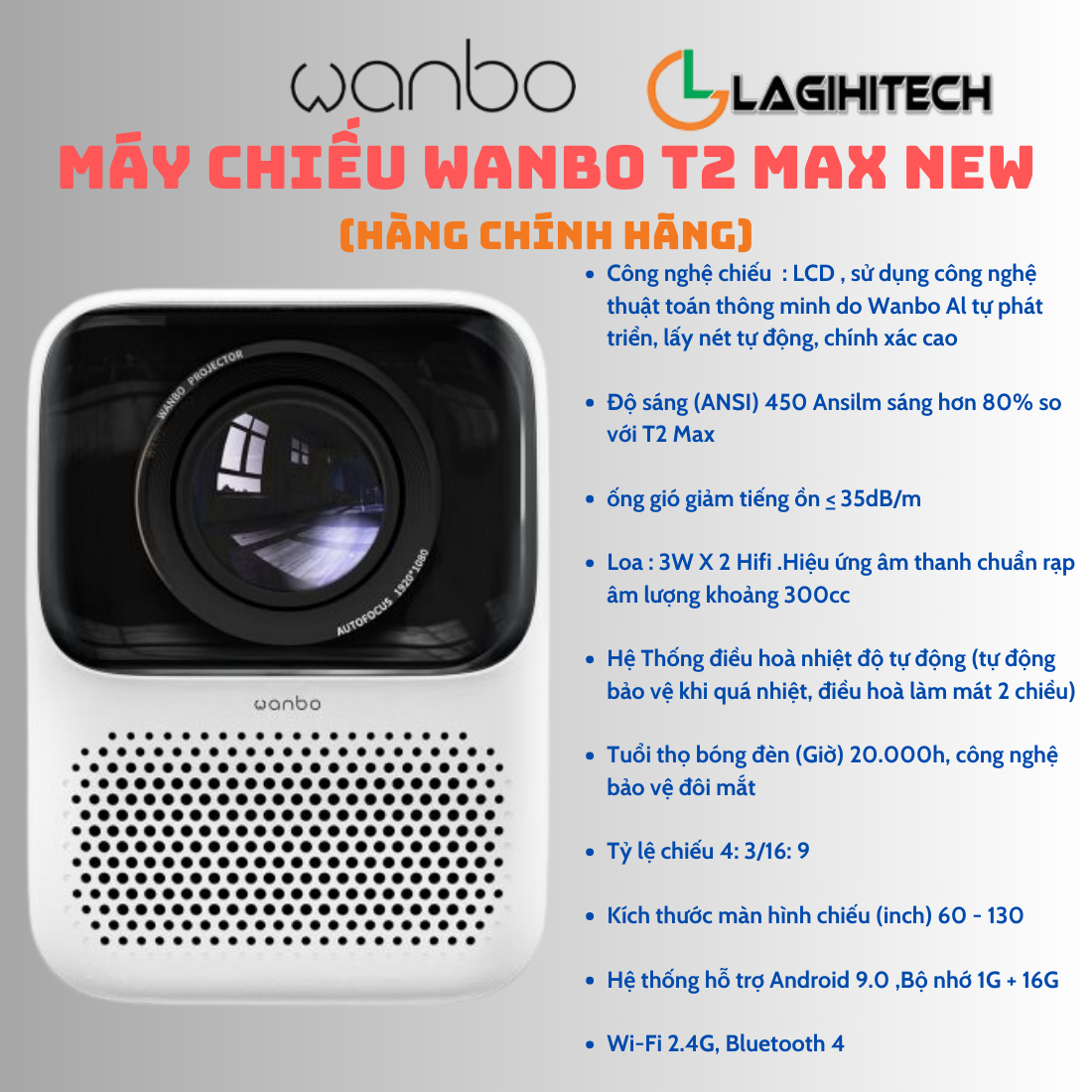 Máy Chiếu Wanbo T2 Max New 2023 - Hàng Chính Hãng