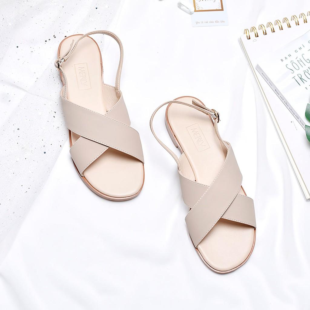 Giày sandal đế bệt quai chéo Merly 1213