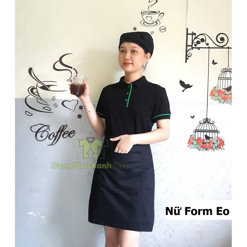 Áo Thun Cá Sấu Đen Viền Xanh Nam Nữ Trơn - Đồng Phục Nhân Viên Cao Cấp