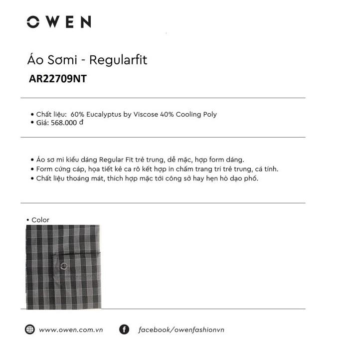 OWEN - Áo Sơ mi ngắn tay Owen regularfit chất bạch đàn 22709- Áo sơ mi nam dài tay