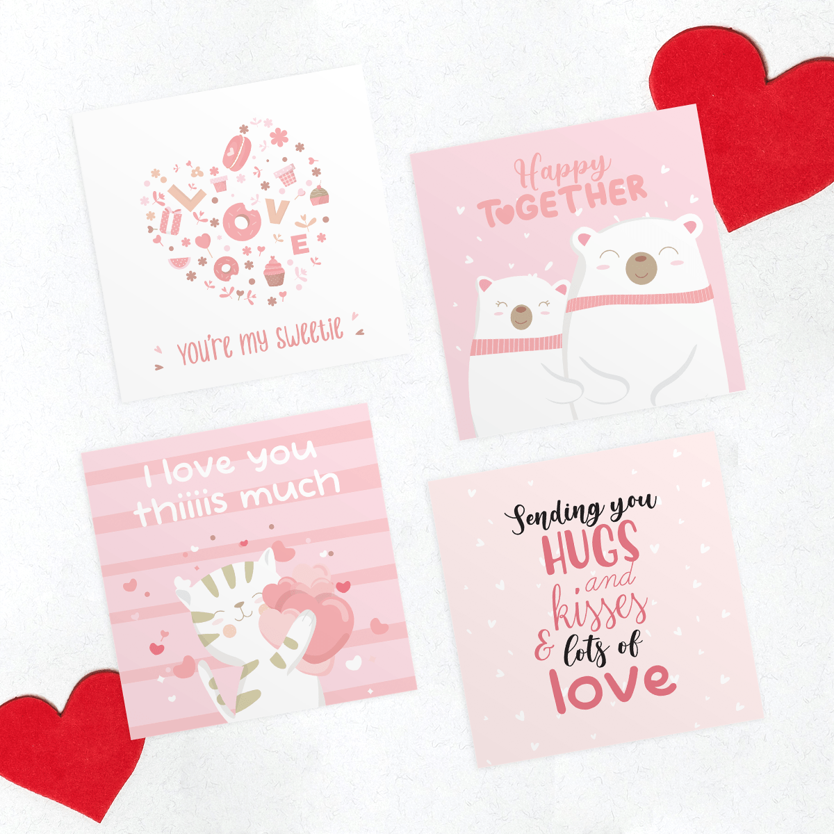 Thiệp tình yêu Valentine SDstationery LOVE IS PINK vuông 12 cm màu hồng dễ thương