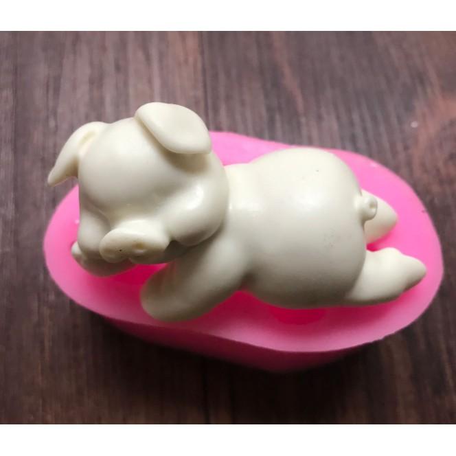 Khuôn silicon 3D hình heo con phơi nắng xinh xắn