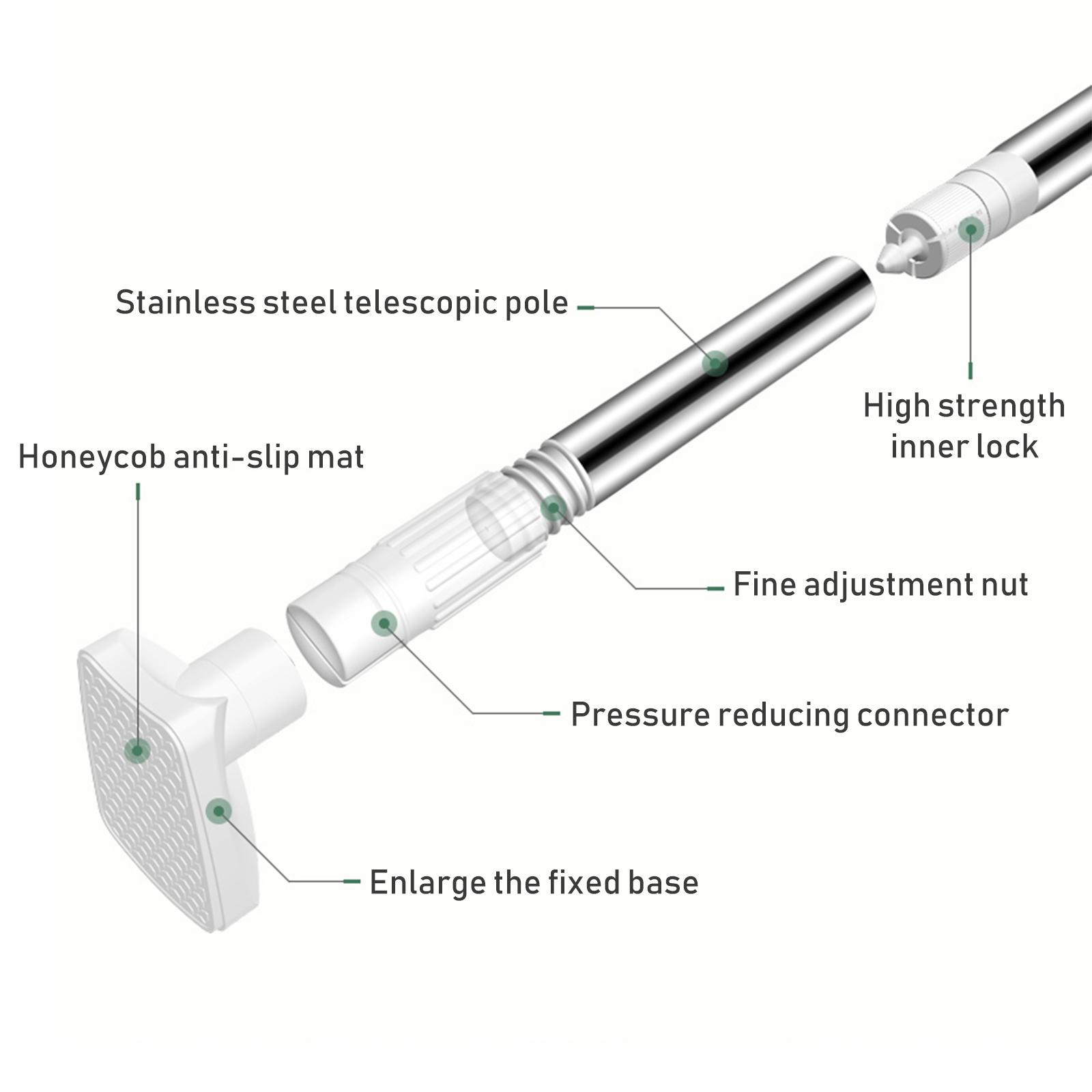 No Drilling Tension Curtain Rod 26-42 Inch Extendable Curtain Rod No Rust Bath Closet Hanging Pole for Window Bathroom