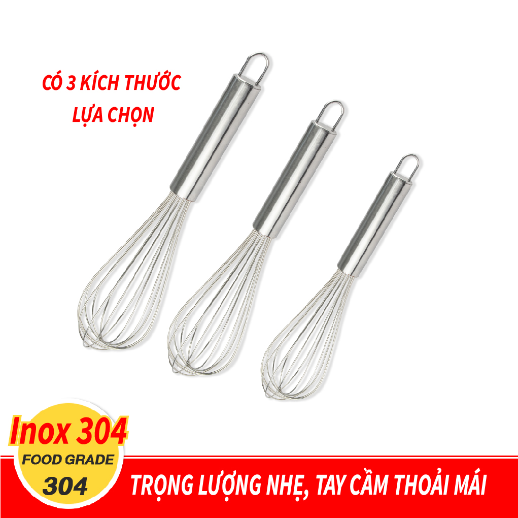 Cây Đánh Trứng Cầm Tay Mini, Phới Đánh Trứng Cao Cấp EB Không Gỉ, Gọn Nhẹ, Nhiều Kích Thước, Làm Từ 100% Inox Đảm Bảo Tiêu Chuẩn Vệ Sinh An Toàn Thực Phẩm - Nhập khẩu Chính Hãng Thái Lan