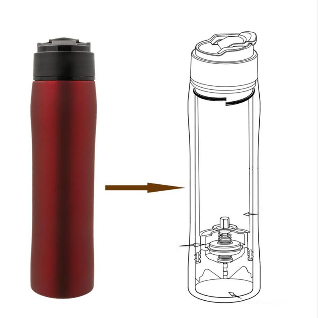 Portable French Press Coffee Maker Vacuum Insulated Travel Mug Stainless Steel Coffee Tea Maker Bottle for Hiking, Camping, Outdoors