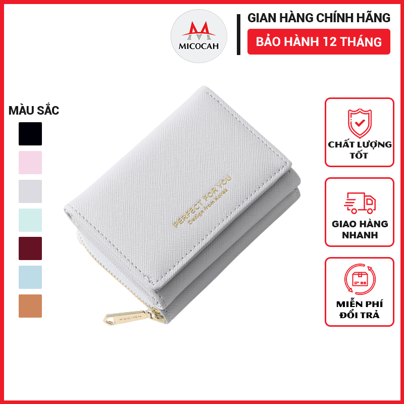 Ví Nữ Mini Cầm Tay PERFECT FOR YOU Đựng Tiền Gập 3 Nhỏ Gọn Nhiều Ngăn Tiện Dụng Da Xước Cực Đẹp PFY04 - Micocah Mall