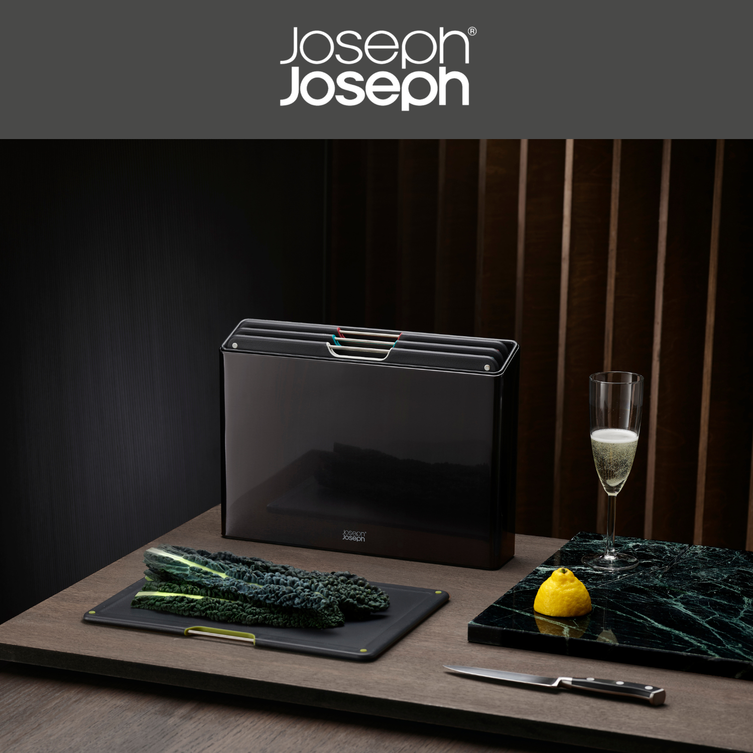 Joseph Joseph - Bộ thớt cao cấp Folio Steel 4-piece Chopping Board Set Black 001204