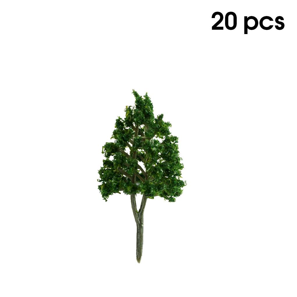 20 Pieces 1:100 Plastic Artificial Road Tree Reusable Landscaping Student Teaching Model Trees Cake Bottle