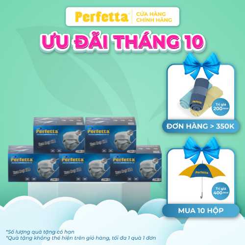 5 hộp khẩu trang 4 lớp Perfetta carbon than hoạt tính (40 cái/hộp) - Hàng chính hãng