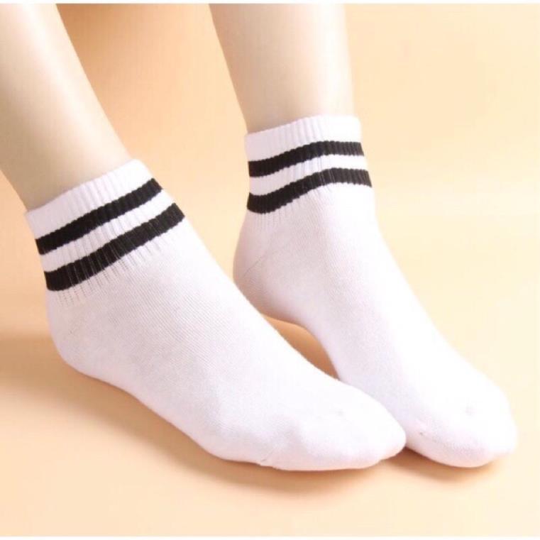 10 đôi Tất Nữ Thể Thao Trắng Đen Chất Liệu Cotton Mềm Thoáng Mát T08