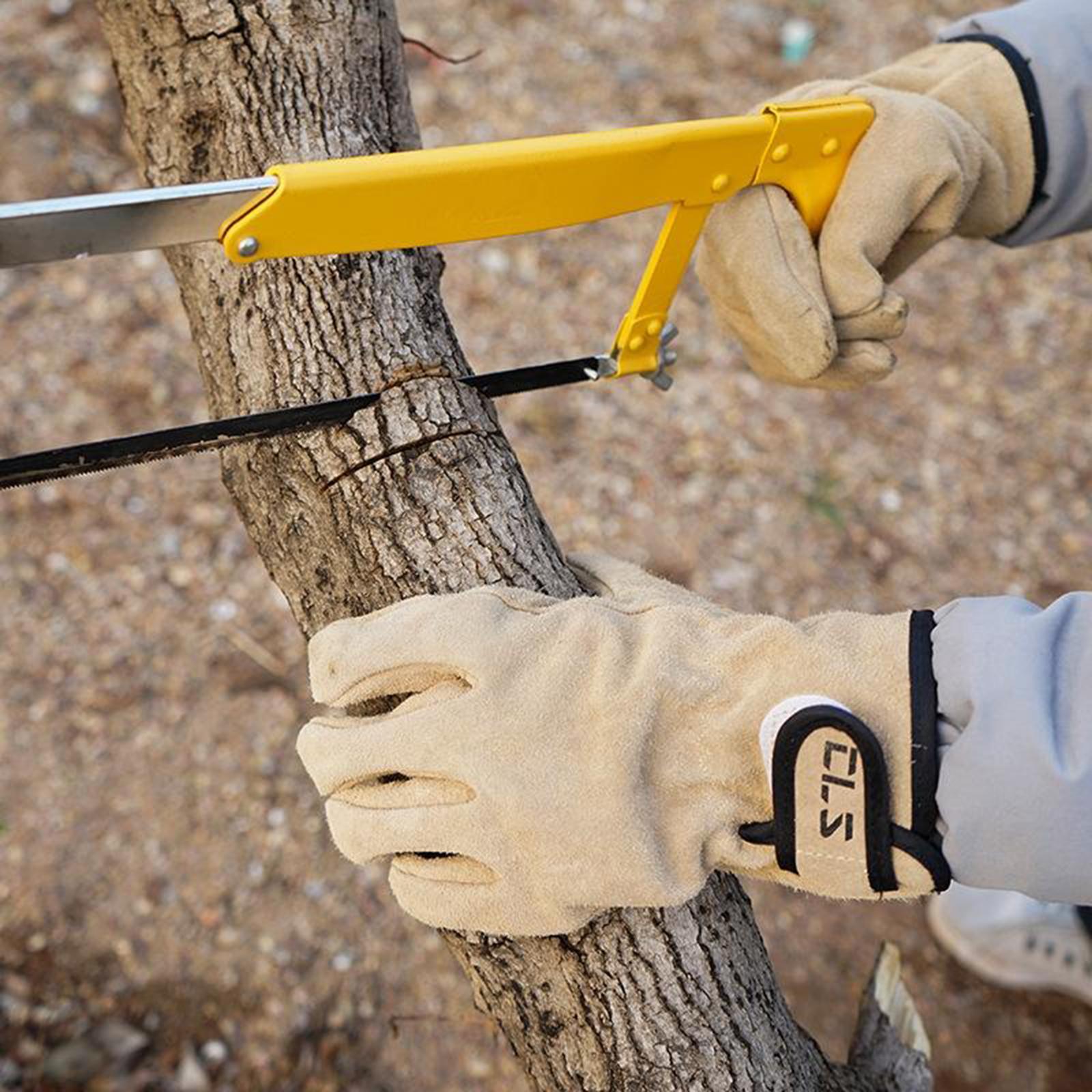 2x Outdoor Leather Work Gloves Wear Resistant Heat Resistance Welding Gloves