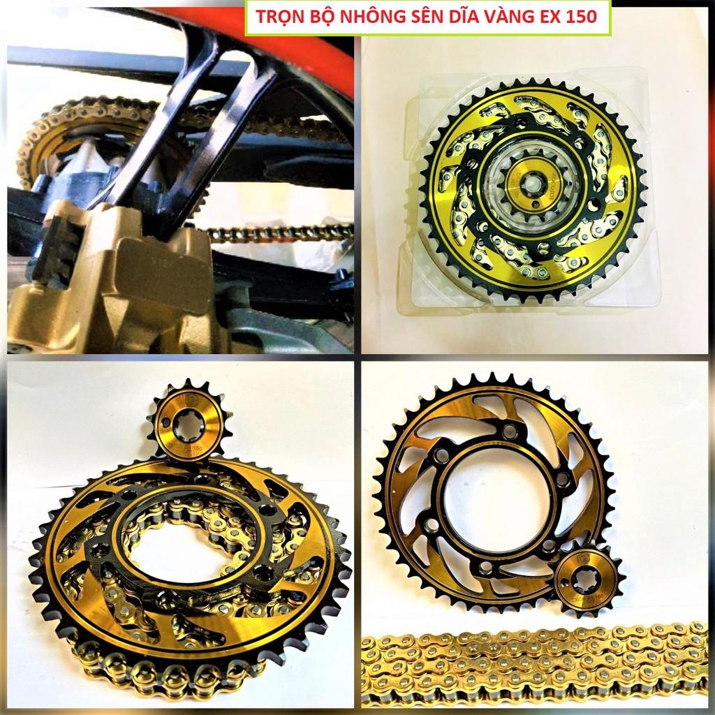 Bộ nhông sên dĩa vàng cho EX 150 và Winner X loại dày đẹp độ xe cực chất