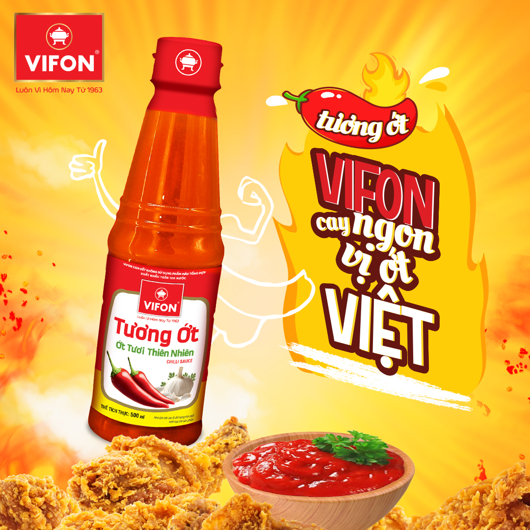 2 chai tương ớt Vifon 500ml, tương ớt giữ nguyên xác ớt Vifon