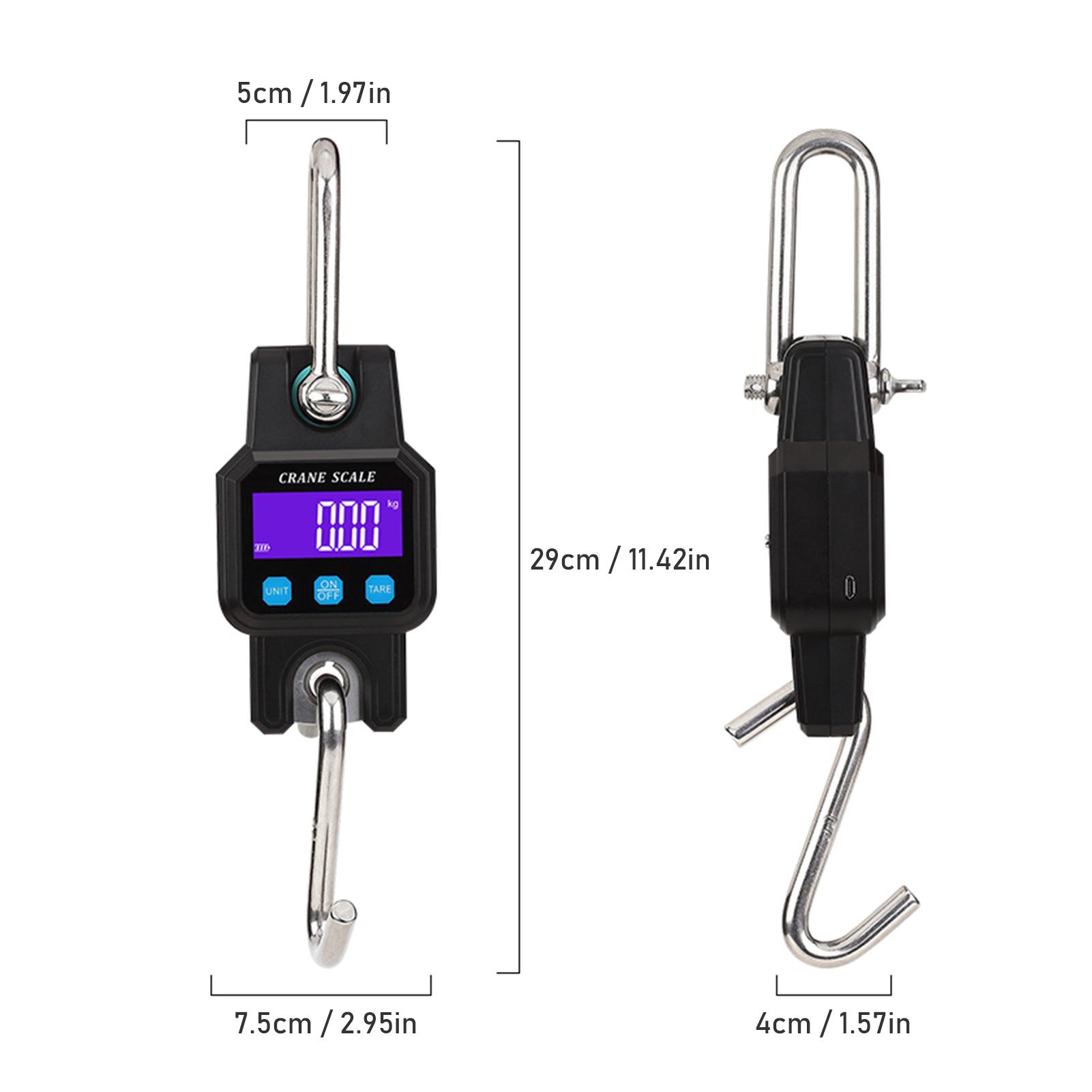 300KG/ 600LB Portable Heavy Duty Crane Scale Digital Electronic Hanging Weigher Rechargeable Industrial Hook Scales Unit Switch/ Data Hold/ Tare/ Zero for Farm Fishing Travel Market Outdoor Work