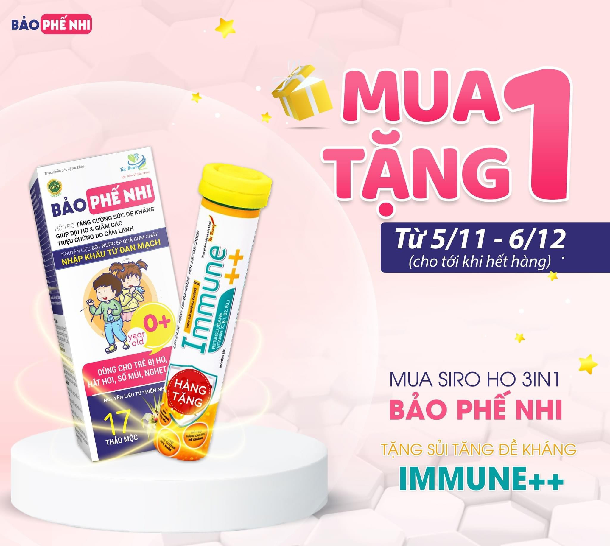 Siro ho Bảo Phế Nhi Tất Thành Pharma dùng cho trẻ hắt hơi, sổ mũi 